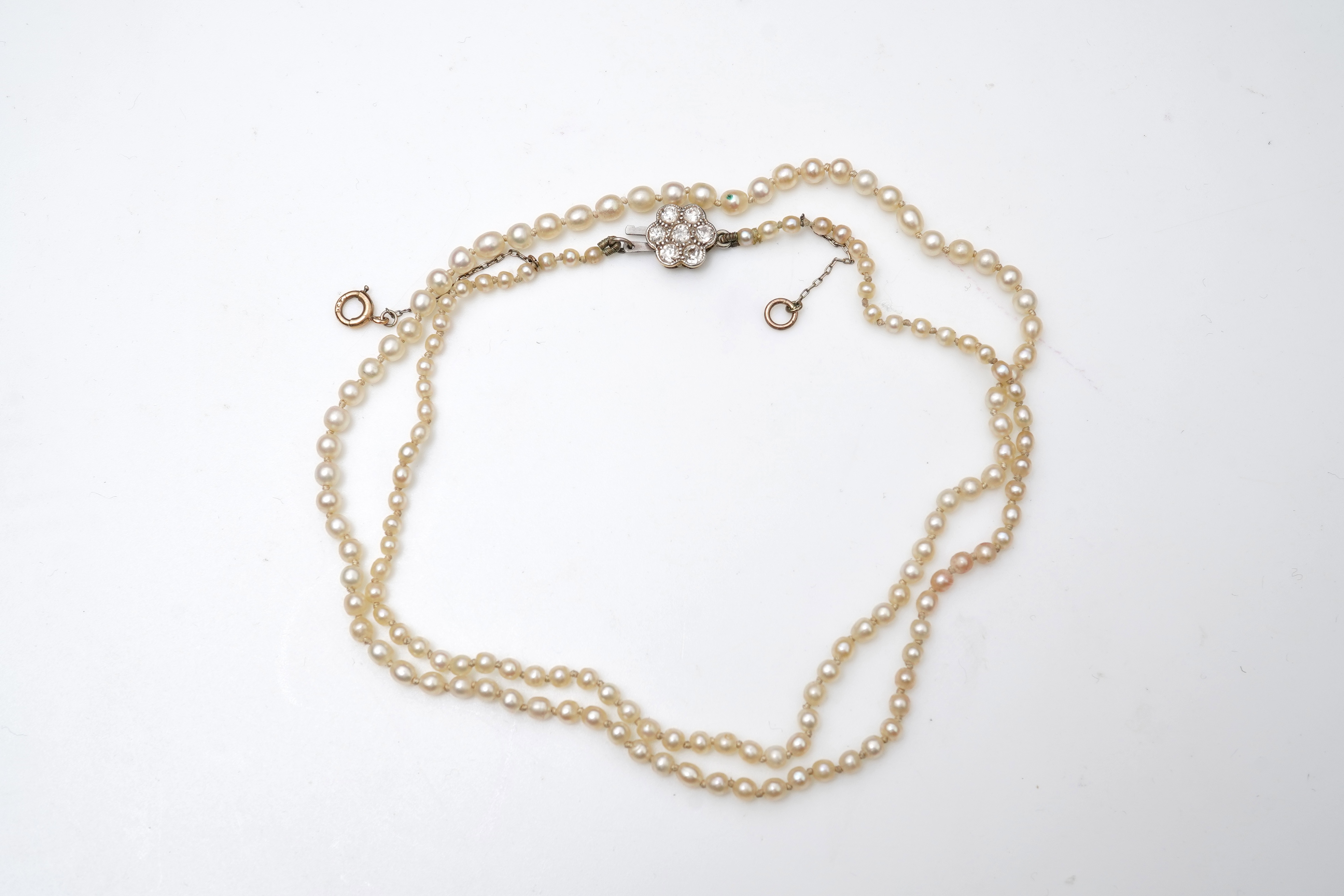 An Edwardian pearl and diamond necklace, early 20th century